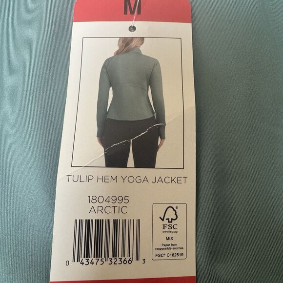 Jockey Womens Medium Artic Blue Full Zip Front Tulip Hem Yoga Active Jacket New - Picture 6 of 9